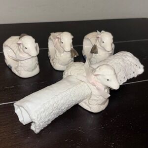 Vintage | Shafford Japan | Ceramic Lamb Sheep Napkin Rings | Set of 4